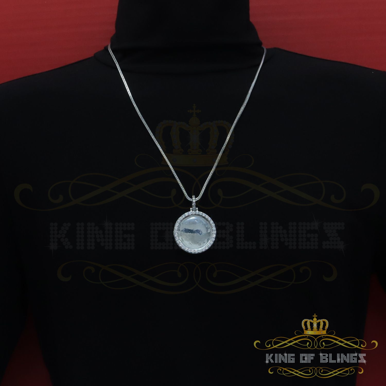 King of Bling's White Attractive Round Shape 925 Sterling Silver Pendant 9.81ct Cubic Zirconia KING OF BLINGS