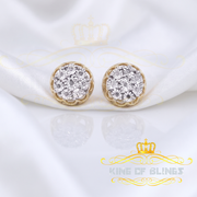 King of Blings-925 Sterling Silver Yellow 0.07ct Diamond For Men's & Women's Floral Earrings KING OF BLINGS