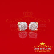 King of Blings-925 Sterling Silver 0.10ct Diamond For Women's & Men's Yellow Stud Round Earring KING OF BLINGS