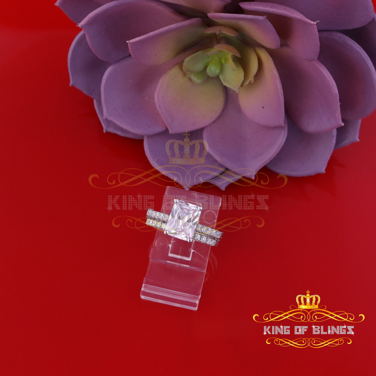 King Of Bling's4.71ct White Cubic Zirconia 925 Sterling Silver Bridal Fashion Womens Ring SZ 7