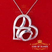 King Of Bling's 0.10ct Real Diamond Valentine Special "HEART" Pendant 925 Sterling Silver White KING OF BLINGS