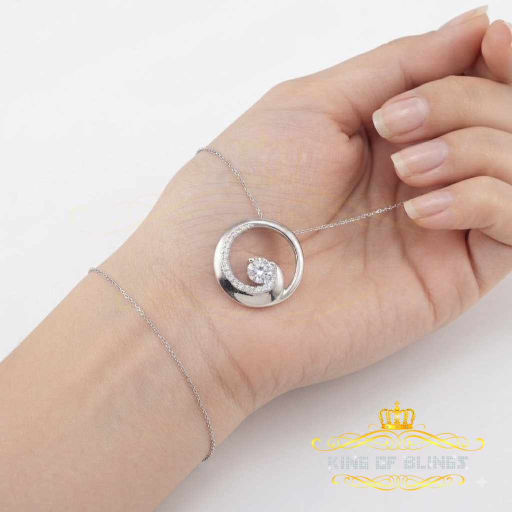 King Of Bling's Fancy Circle Shape 2.50ct Sterling Silver White Pendant Cubic Zirconia Stone KING OF BLINGS