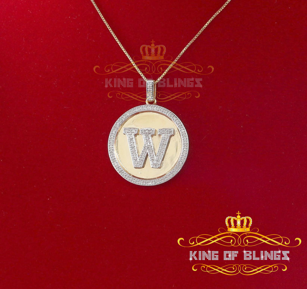 10K Real Yellow Gold Real Diamond 0.25CT Initial Alphabet "W"