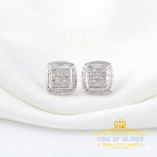 King Of Bling's 925 Sterling Silver Hip Hop Men's & Women's 0.15ct Real Diamonds White Earrings