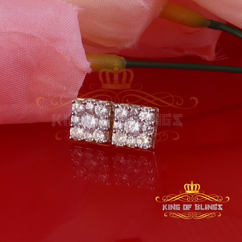 King of Bling's 925 Yellow 1.46ct Sterling Silver Cubic Zirconia Women's & Men's Square Earrings KING OF BLINGS