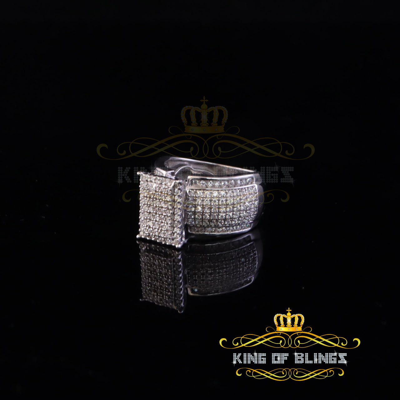 King Of Bling's2.05ct Cubic Zirconia White Silver Set Women's Square Ring Size 7