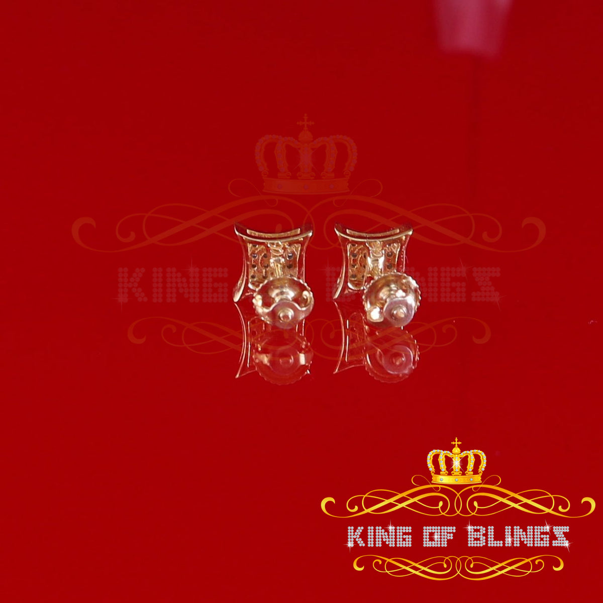 King Of Bling's 925 Sterling Yellow Silver Kite Shape 6.45MM size 0.10 CT Diamond Stud Earrings KING OF BLINGS