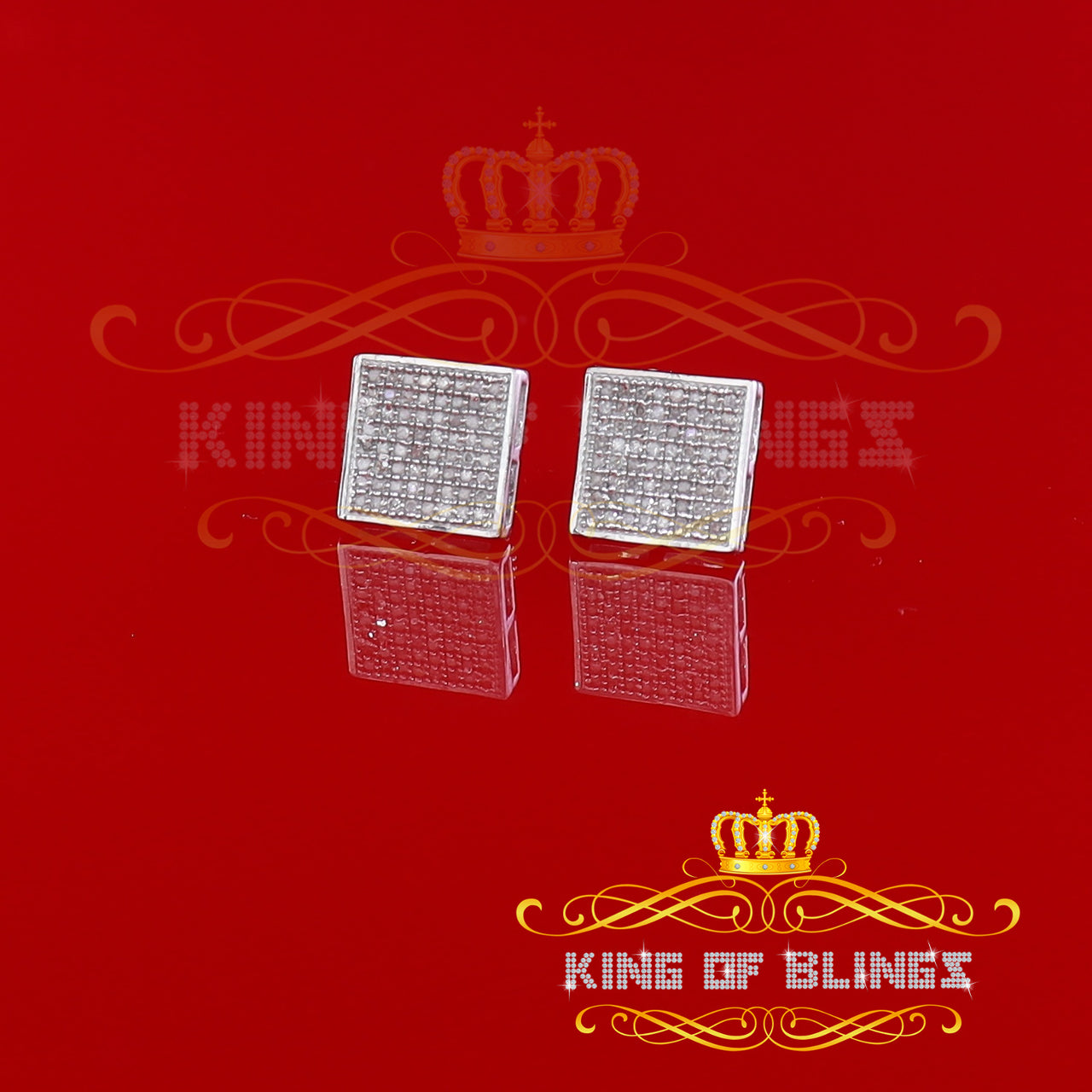 King Of Bling's 925 Sterling Silver 0.33ct Diamond Real For Women's & Men's White Stud Earrings