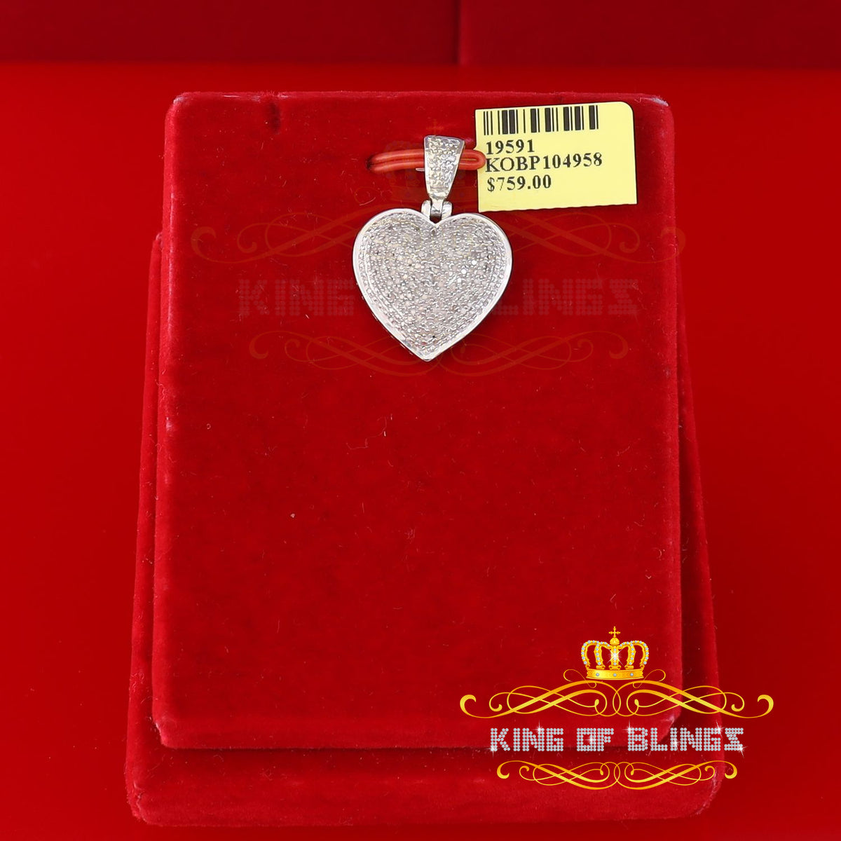 King Of Bling's Real 0.33ct Diamond Sterling Silver HEART Charm Fashion Necklace Pendant White KING OF BLINGS