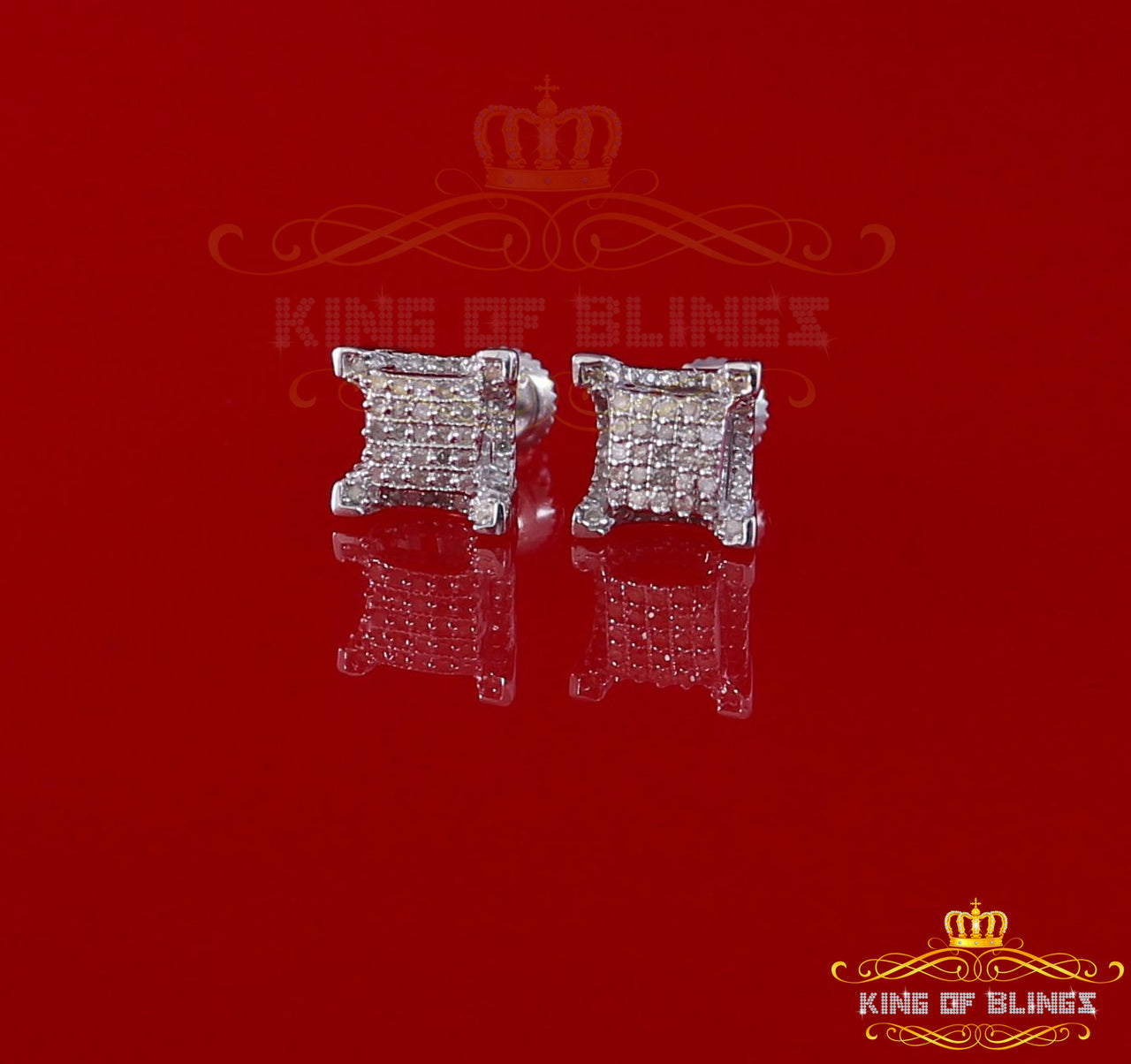 King Of Bling's Aretes Para 925 Sterling White Silver 0.25ct Diamond Women & Men Stud Earrings