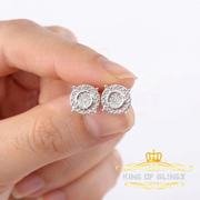 King Of Bling's 0.01ct Diamond 925 Sterling Silver White For Men's & Women's Stud Round Earring KING OF BLINGS