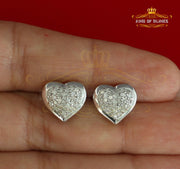 King Of Bling's Heart 925 White Silver 0.25ct Diamond Women's & Men's Fashion Style Earring KING OF BLINGS