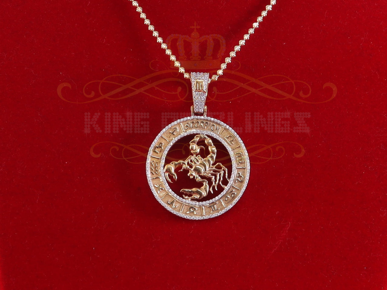 1.77ct Cubic Zirconia Sterling Yellow Silver SCORPION Pendant For Men & Women KING OF BLINGS