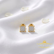 King Of Bling's 0.10ct Diamond Collection Yellow 925 Sterling Silver Women & Men Square Earrings KING OF BLINGS