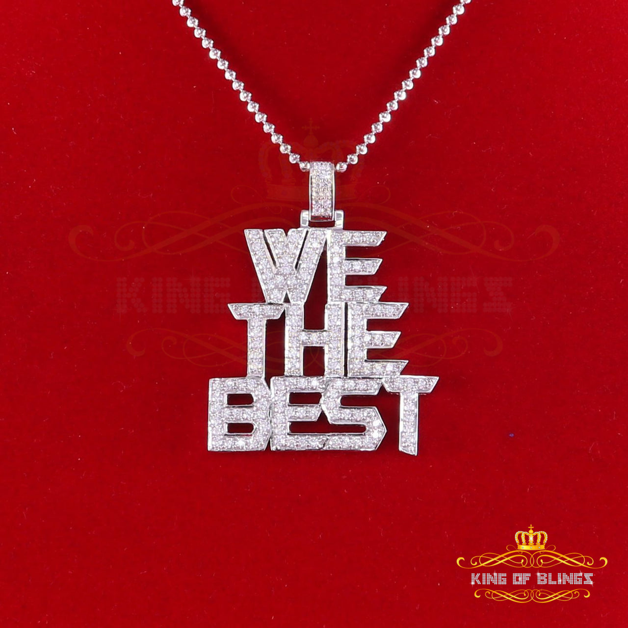 Create Your Own Custom Design in 925 Sterling Silver like White We The Best Letter Pendant in Cubic Zirconia