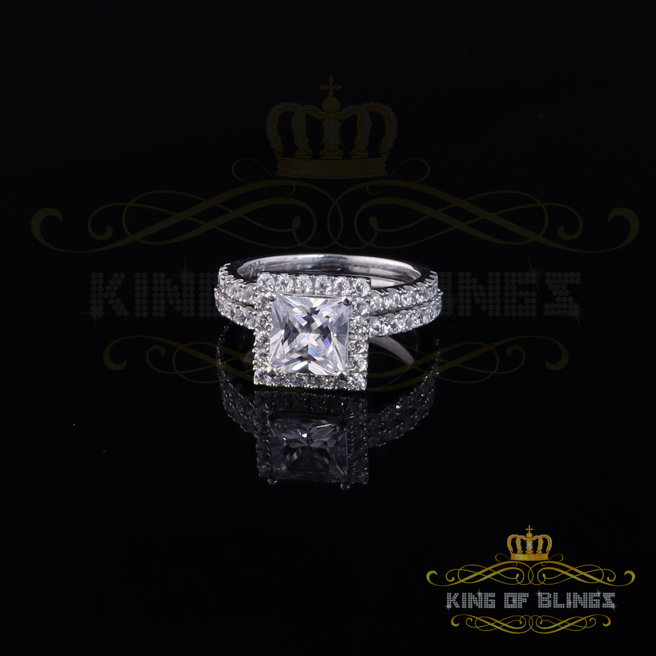 King Of Bling's5.22ct White Cubic Zirconia 925 Sterling Silver Bridal Style Womens Ring SZ 7