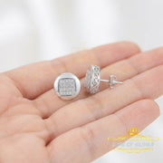 King Of Bling's 0.10ct Diamond 925 Sterling Silver White For Women's & Men's Round Stud Earring KING OF BLINGS