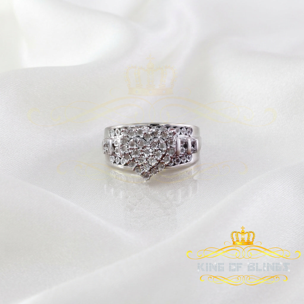 King Of Bling's New Cindarella Heart Ring SZ 7 Real Diamond 0.25ct White 925 Silver for Women King of Blings
