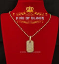 King of Bling's Yellow 925 Sterling Silver Dog Tag Pendant 3.93ct Cubic Zirconia KING OF BLINGS
