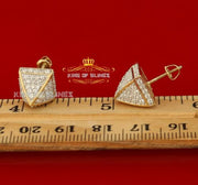 King of Bling's 925 Yellow Silver Screw Back 2.19ct Cubic Zirconia Hip Hop Women Hexagon Earring KING OF BLINGS