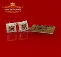 King of Bling's Hip Hop 925 Yellow Silver 1.23ct Cubic Zirconia Women's & Men's Square Earrings KING OF BLINGS