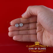 King Of Bling's 0.10ct Diamond 925 Sterling Silver White For Men's / Women's Round Style Earring KING OF BLINGS