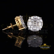 King of Bling's 925 Silver Real 1.02ct Cubic Zirconia Round Yellow Earrings For Men's & Women's KING OF BLINGS