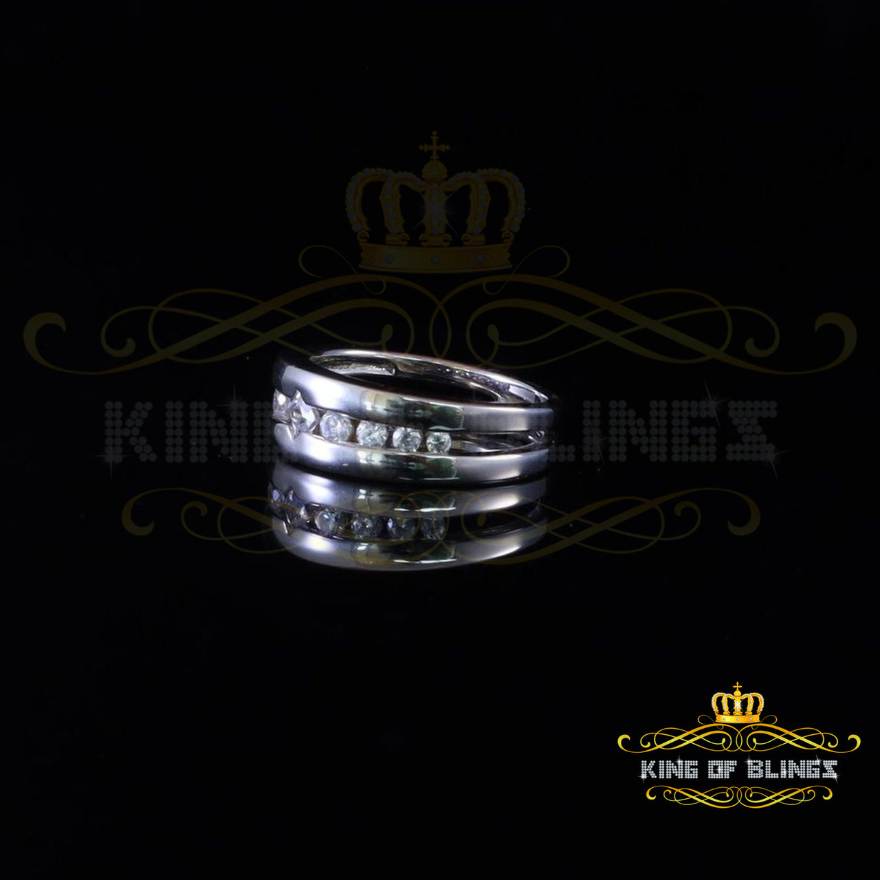 King Of Bling's925 Sterling White Silver Round-Shaped 0.66ct Cubic Zirconia Womens Ring Size 7