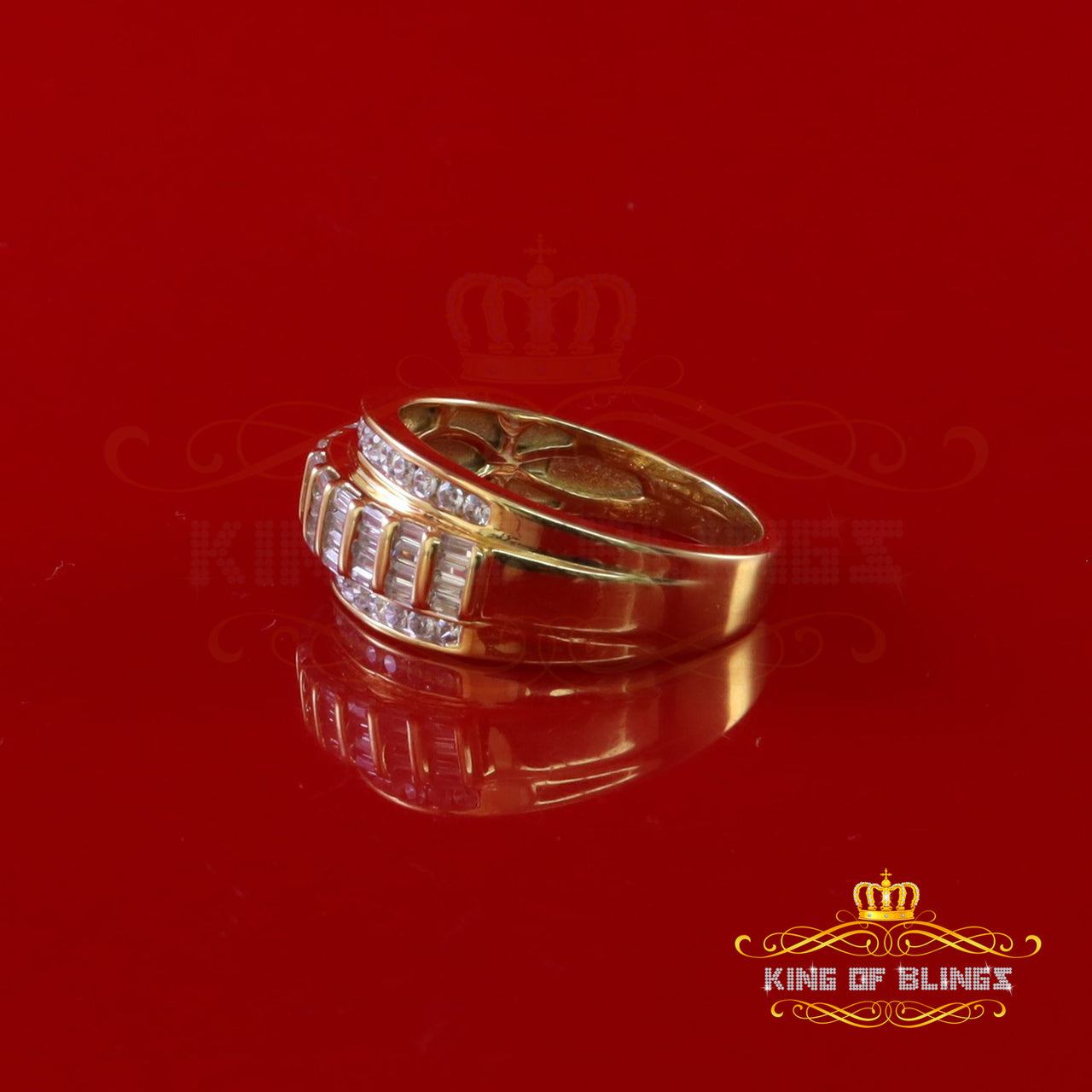 King Of Bling's 925 Sterling Silver Yellow 1.75ct Cubic Zirconia Women's/Men's Ring Size 10