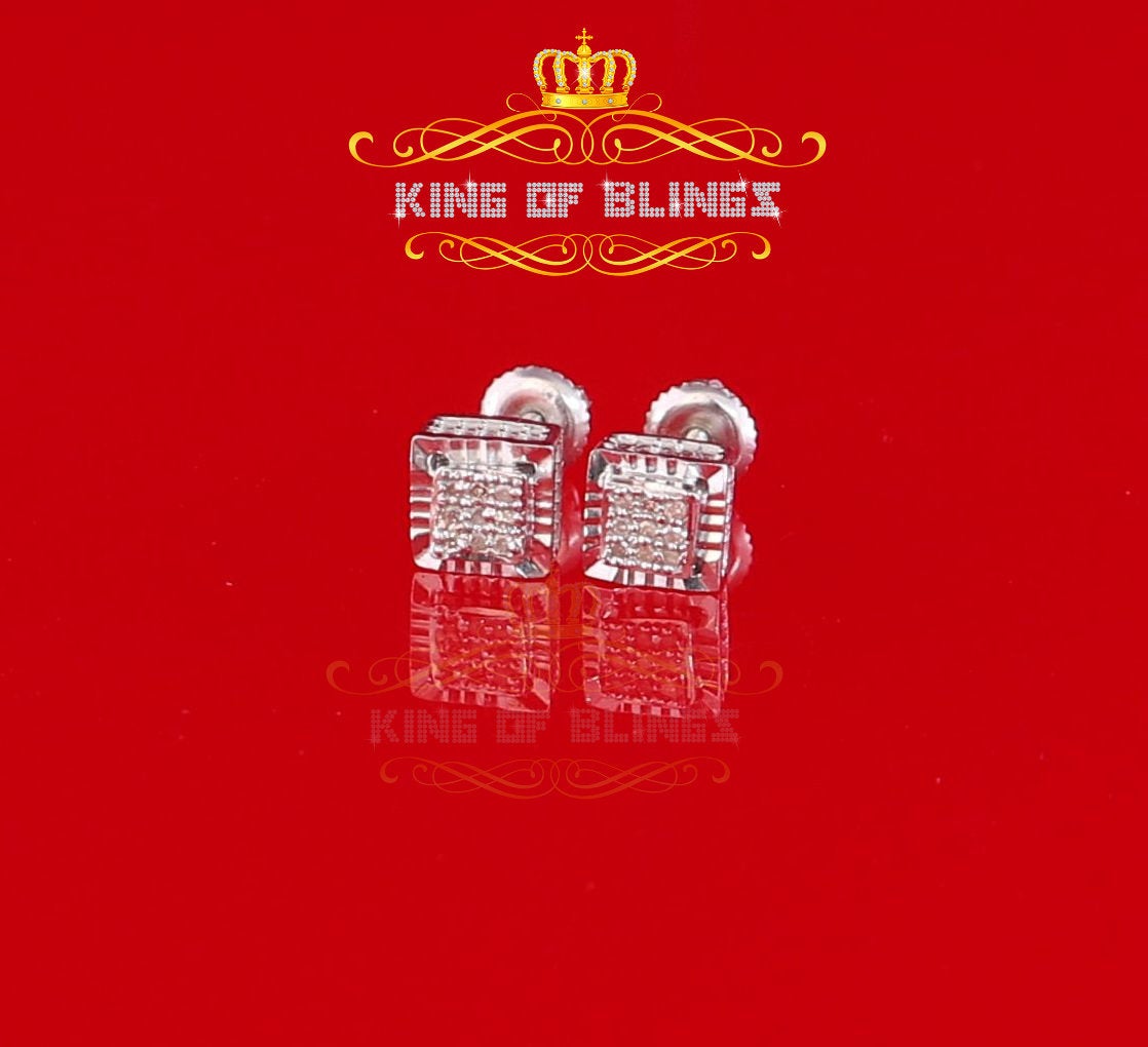 King Of Bling's 925 Sterling Silver 0.05ct Diamond White Square Earring For Men's / Women's