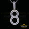 White 925 Sterling Silver Baguette Numerical '8' Pendant 5.32ct Cubic Zirconia KING OF BLINGS