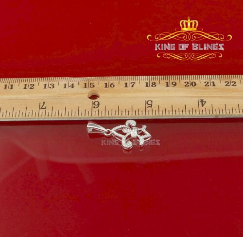 White Sterling Silver with Fleur de Lis Shape Pendant 0.57ct Cubic Zirconia KING OF BLINGS