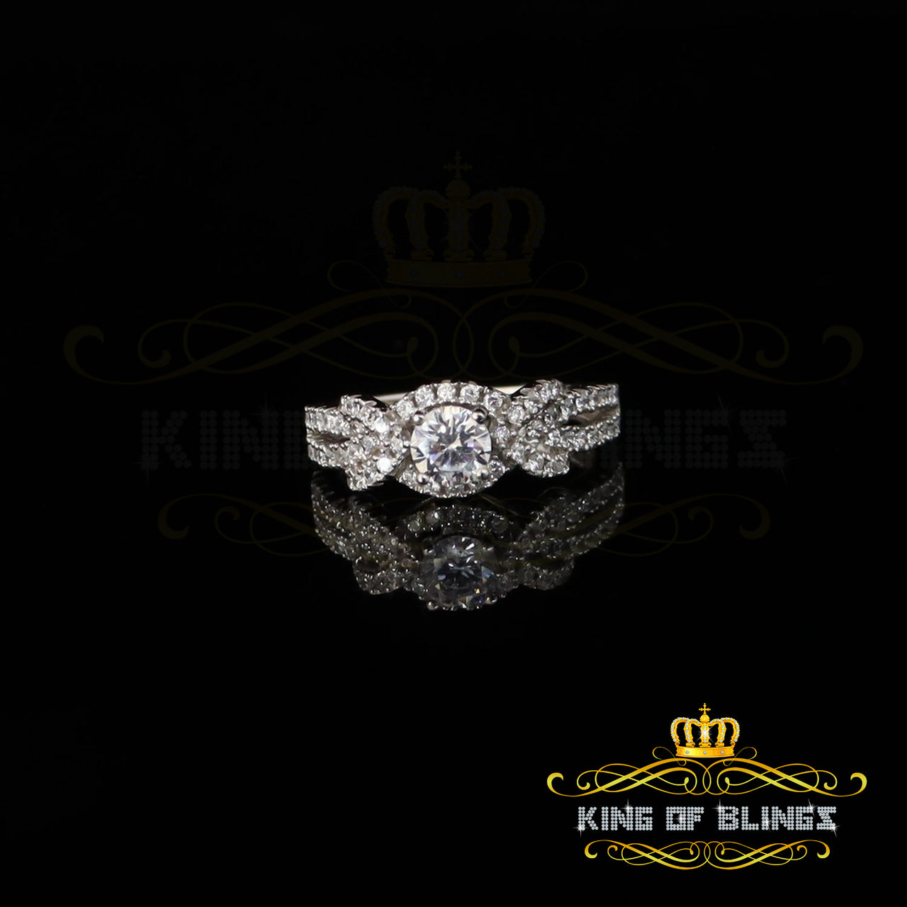 King Of Bling's2.00ct Cubic Zirconia Sterling White Silver Round Engagement Womens Ring Size 7