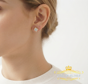 King Of Bling's 925 Sterling Silver 0.05ct Genuine Diamond Women's & Men's Yellow Square Earring KING OF BLINGS