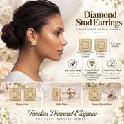 King Of Bling's 0.20ct Genuine Diamond 925 Yellow Sterling Silver Hip Hop Men's/Women's Earrings KING OF BLINGS