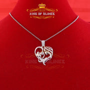 King Of Bling's White Silver 0.85ct Cubic Zirconia MOM'S Embrace Lovely Pendant @ Mother's Day KING OF BLINGS
