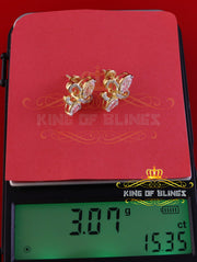 King of Bling's 925 Yellow Silver Ladies Fleur de Lis Screw Back 2.43ct Cubic Zirconia Earrings KING OF BLINGS