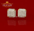 King of Bling's 1.95ct Cubic Zirconia 925 Yellow Silver Women & Men Hip Hop Square Earrings KING OF BLINGS