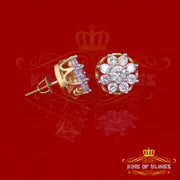 King of Bling's 3.20ct Cubic Zirconia 925 Yellow Sterling Silver Hip Hop Flower Ladies Earrings KING OF BLINGS