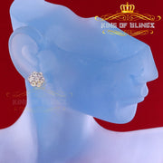 King Of Bling's 0.05ct Diamond 925 Sterling Silver White Floral Style Earrings For Men / Women KING OF BLINGS