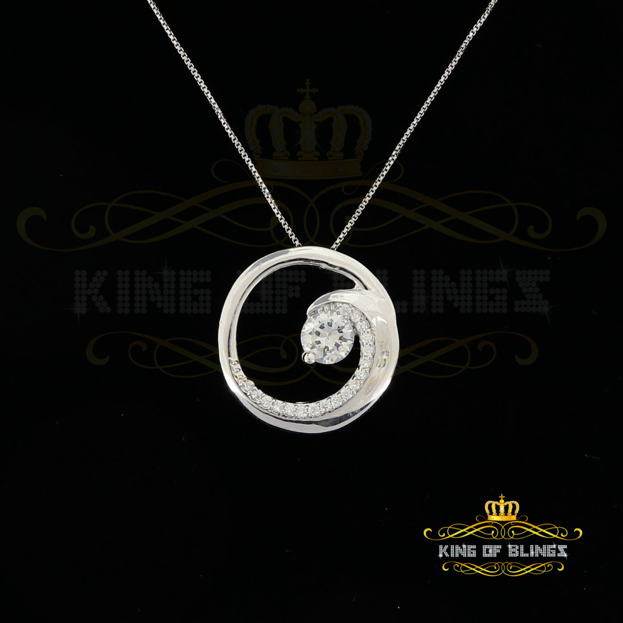 King Of Bling's Fancy Circle Shape 2.50ct Sterling Silver White Pendant Cubic Zirconia Stone KING OF BLINGS