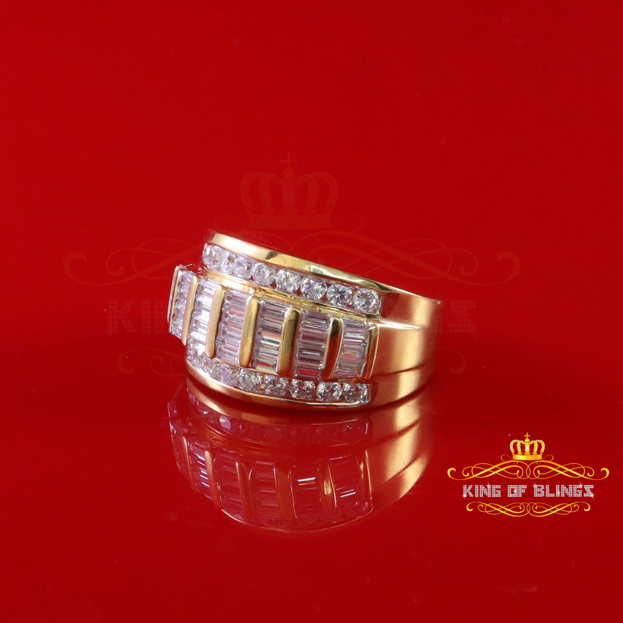 King Of Bling's 925 Sterling Yellow 5.80ct Cubic Zirconia Silver Bugget/Round Womens Ring size 8