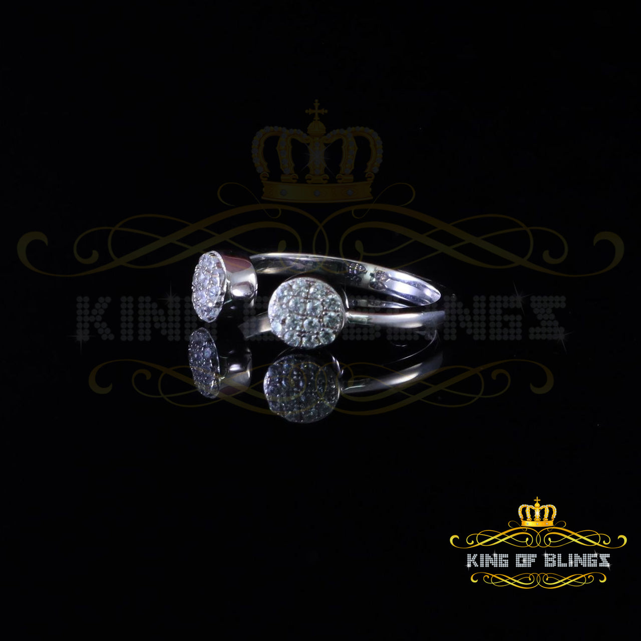 King Of Bling's0.33ct Cubic Zirconia White Silver Womens Round Set Ring Size 6