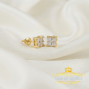 King Of Bling's 0.03ct Diamond Stud Earrings For Women Yellow 925 Sterling Silver Stud For Men KING OF BLINGS