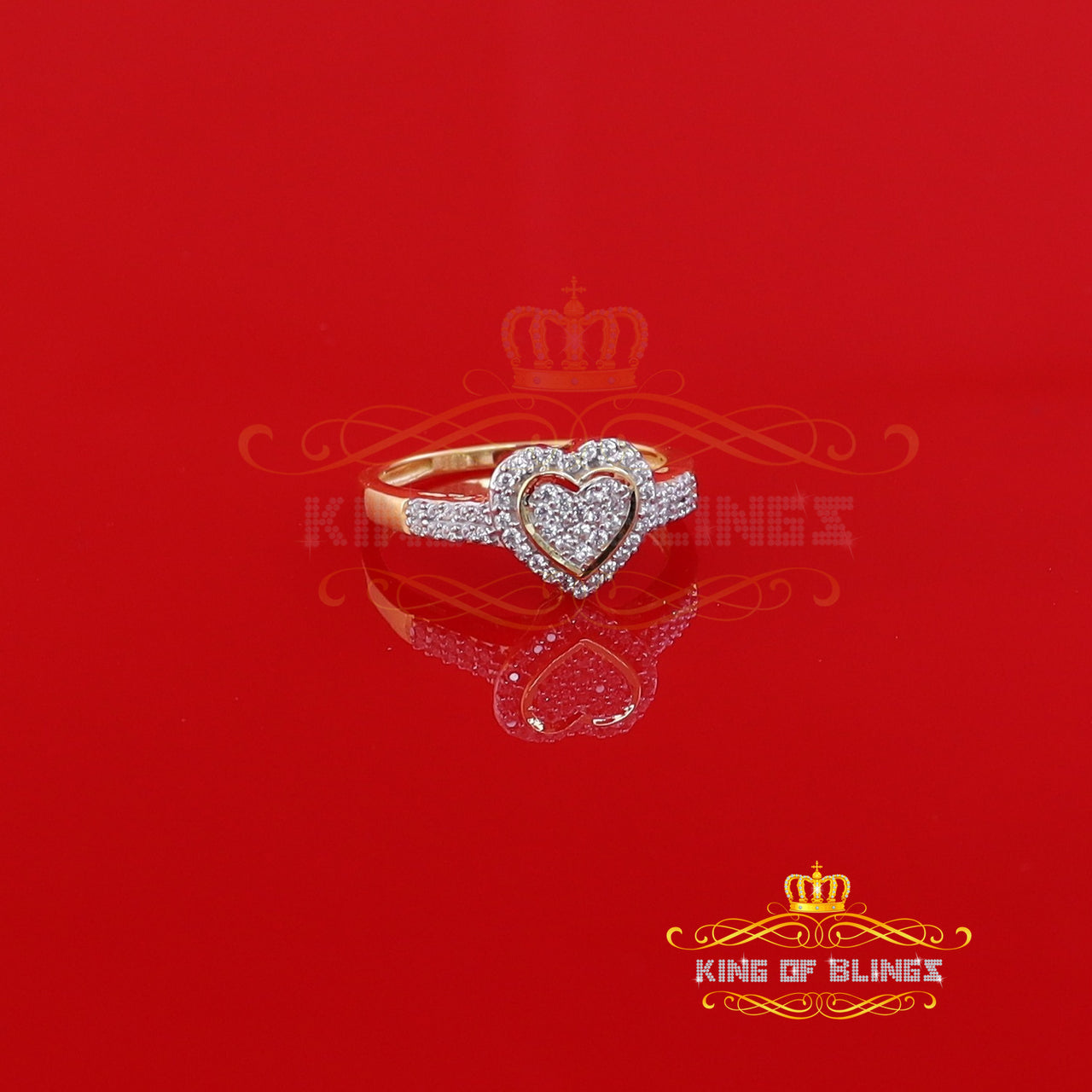 King Of Bling's 925 Silver 0.59ct Shiny Cubic Zirconia Promise Yellow Heart Womens Ring Size 7 KING OF BLINGS