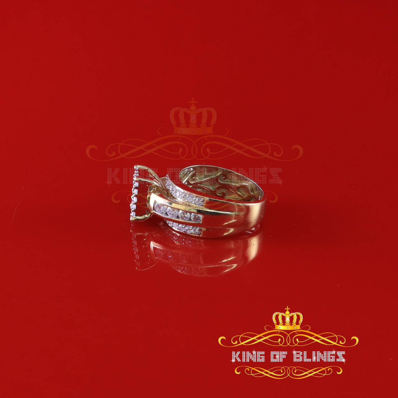 King Of Bling's 925 Sterling Yellow Silver Square 2.12CT Cubic Zirconia Womens Ring Size 7