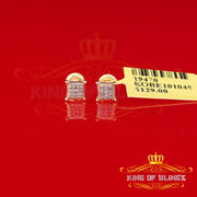 King of Blings-0.05ct Diamond Collection Yellow 925 Sterling Silver Women & Men Square Earrings KING OF BLINGS