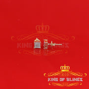 King of Blings-925 Sterling Silver 0.05ct Genuine Diamond Women's & Men's Yellow Square Earring KING OF BLINGS