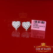 King of Bling's Aretes Para Hombre 925 Yellow Silver 1.64ct Cubic Zirconia Heart Women's Earring KING OF BLINGS