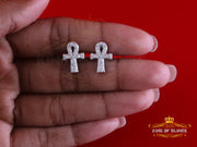 King of Bling's 0.50ct VVS 'D' Moissanite Men's/Womens 925 Silver White Ankh Stud Earrings KING OF BLINGS